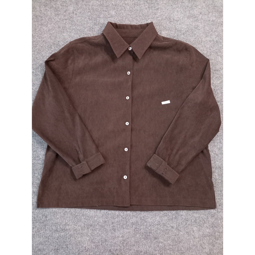 Vintage La Cabana Brown Faux Suede Button Front Shirt Jacket Women's Oversized